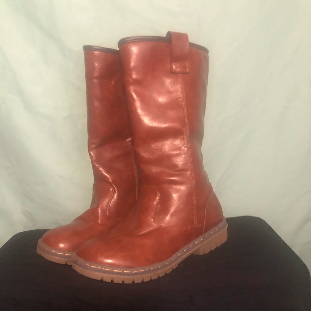 Brown leather boots